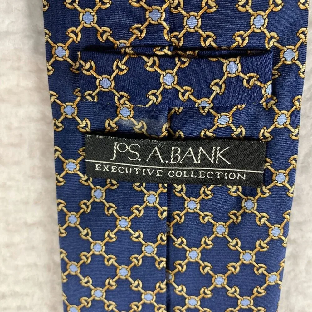 Jos. A. Bank Executive Collection Neck Tie Men's Blue Geometric Silk Formal 9591